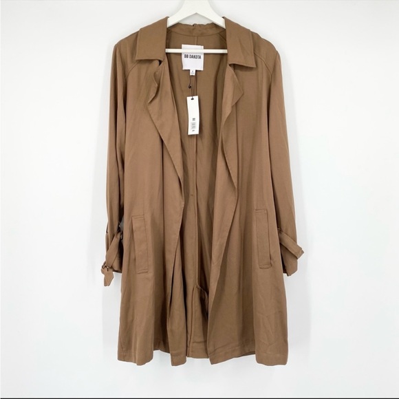 NWT BB Dakota Pardon My Trench Brown Trench Jacket S - Picture 2 of 4
